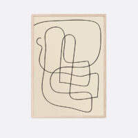 art print created with a thin black pen stroke on a beige background giving it a minimal expression