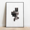 black thin frame standing on floor with a black art print with the title Selected Blacks 03