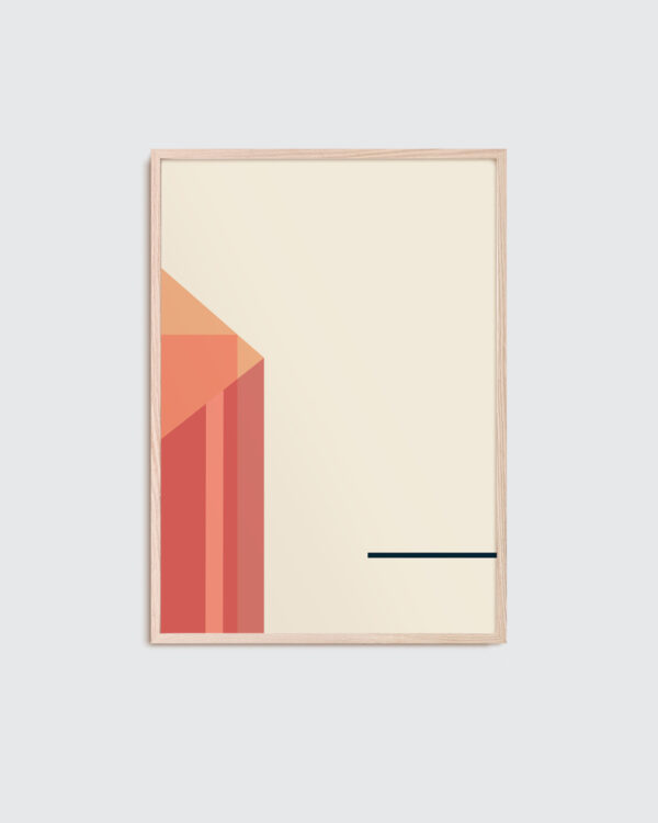 thin oak frame with an contemporary art print inside with the title Coral Objects 07
