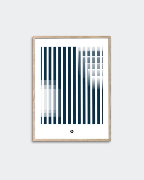 a thin oak frame with an art print inside with the title; Echo 01
