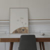 The Branch 02 is the name of this art print inside the oak frame. The poster The Branch 02 is created in beige and olive green colors. The art print has a calm, warm and minimalist expression