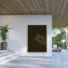 Dark Brown Accent fine art print in living room on white wall