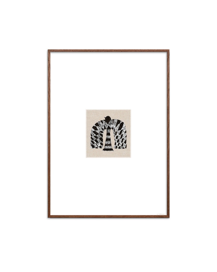 Big Bird Black in Dark oak frame