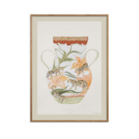 Oriental Vase in oak frame