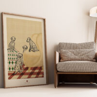 Spotted Society as XL-Print, size 100x140 cm in oak frame